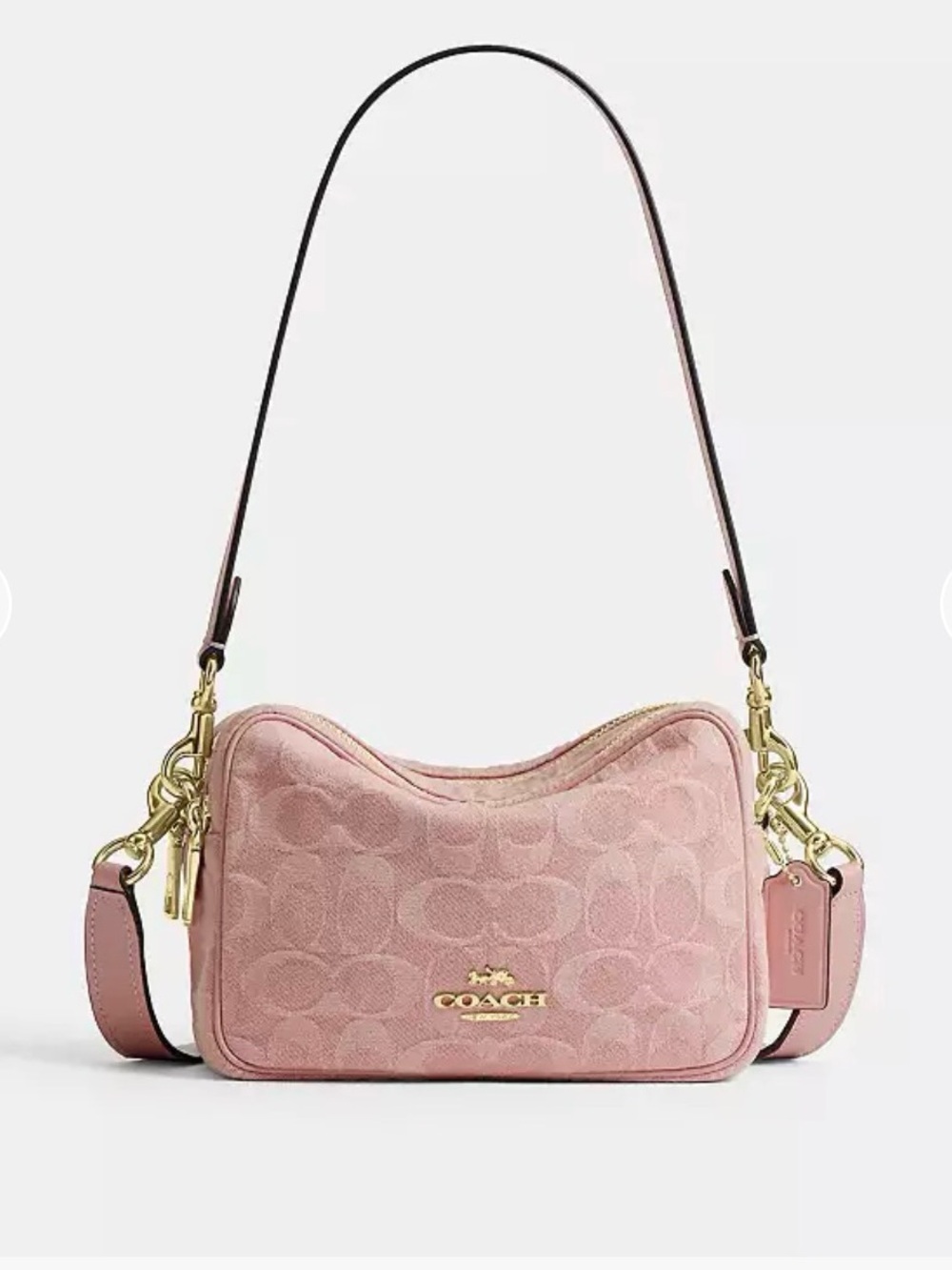 Coach Blush Pink DENIUM Mini Carey crossbody bag